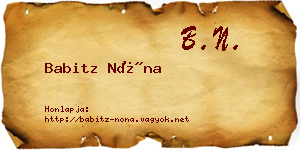 Babitz Nóna névjegykártya
